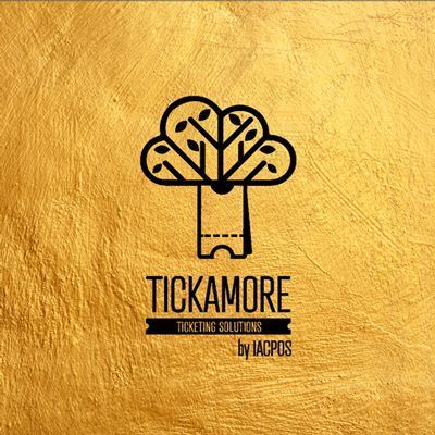 diseño de Logotipo Tickamore, anagrama arbol dorado, imagen corporativa y branding para ticketing internacional | Aisa Publicidad