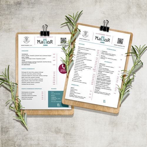 Diseño menú Restaurante Casa Mallor QUINTO | Aisa Publicidad