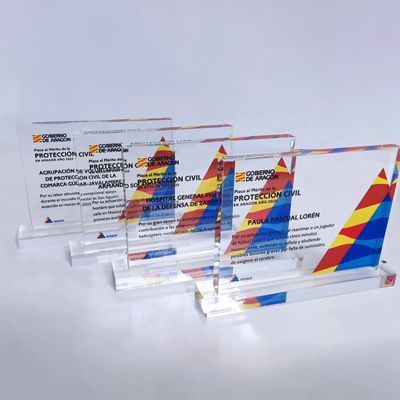 Premios personalizados metacrilato | Placas al mérito de la Protección Civil en Aragón | 112